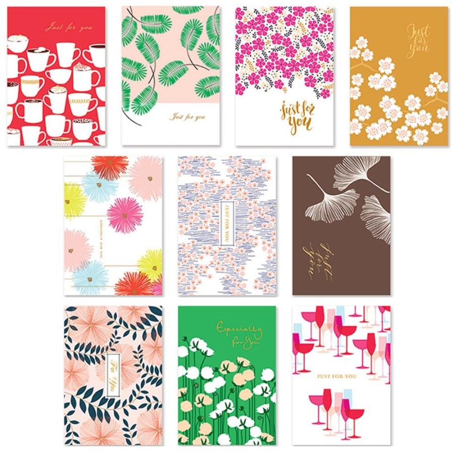 メッセージカード Just For You 心を込めて ギフト プレゼント 花 桜 おしゃれ 箔押し 高級感 本体 封筒10種セット 正規取扱店