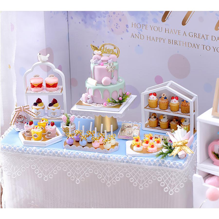 ドールハウス　ケーキ屋さん　ライトつき　ハンドメイド　ケーキ　など　小物付き！ ドールハウス ミニチュア 手作りキット 1/12 ドール | ケーキ