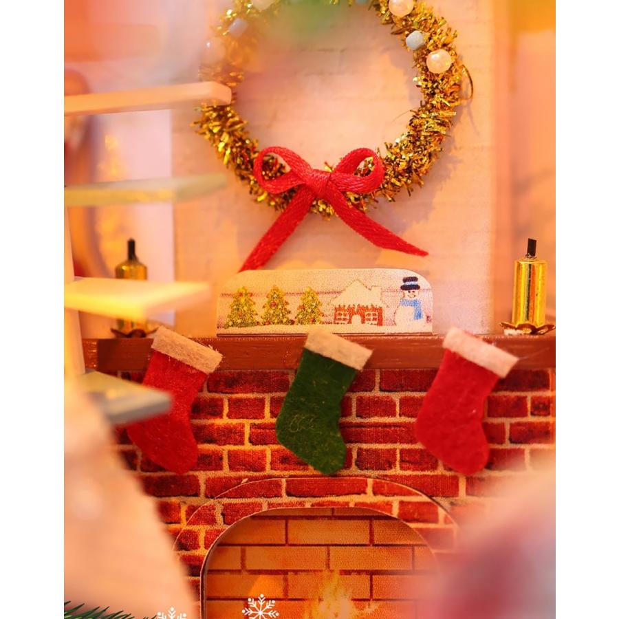 ドールハウス ミニチュア 手作りキット DIY | クリスマス ビニールハウス カフェ | 中型 1/24 | LEDライト+ケース +フィギュア |  | 10