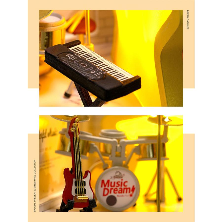 ドールハウス ミニチュア 手作りキット DIY ドリームキャッチャー バンド 楽器 超小型 1/32 初心者向け LEDライト+アクリルケース |  | 03