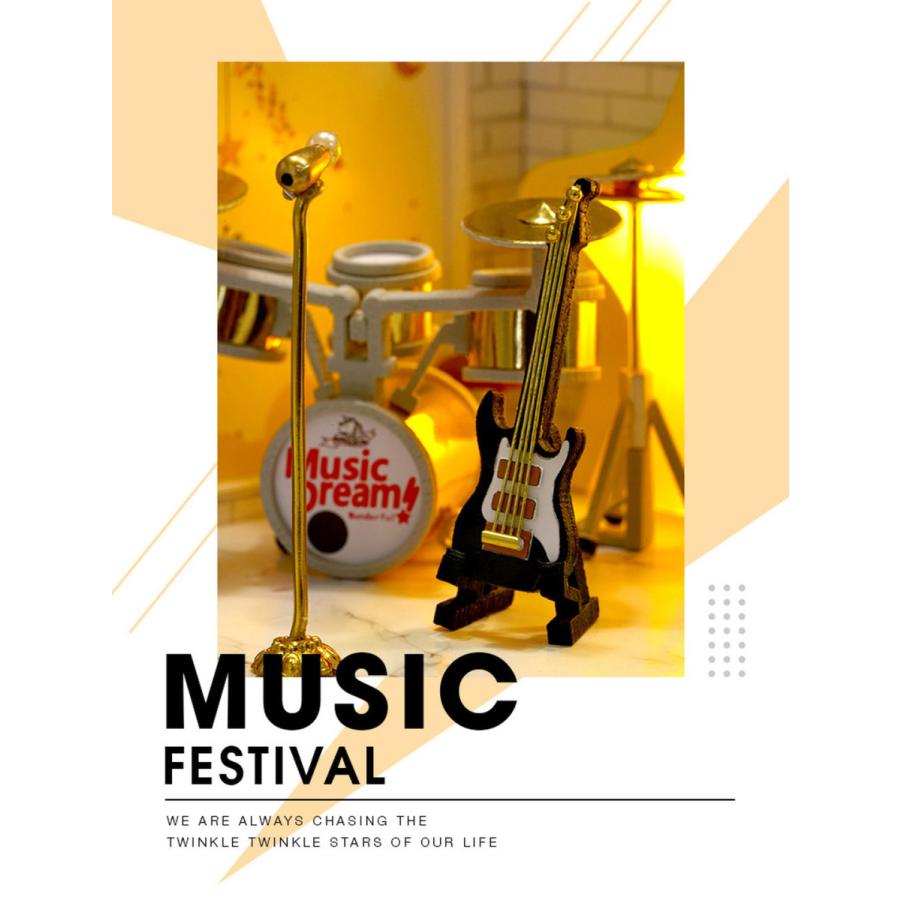 ドールハウス ミニチュア 手作りキット DIY ドリームキャッチャー バンド 楽器 超小型 1/32 初心者向け LEDライト+アクリルケース |  | 06