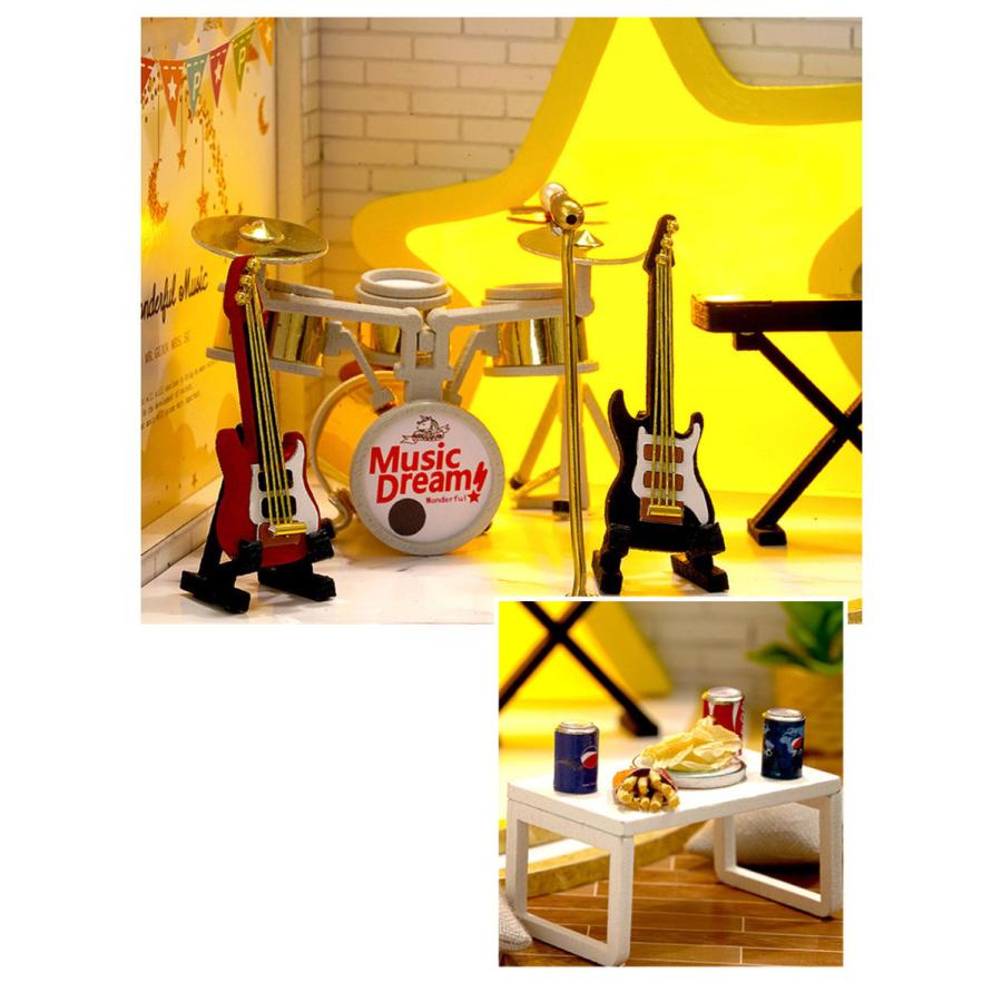 ドールハウス ミニチュア 手作りキット DIY ドリームキャッチャー バンド 楽器 超小型 1/32 初心者向け LEDライト+アクリルケース |  | 08