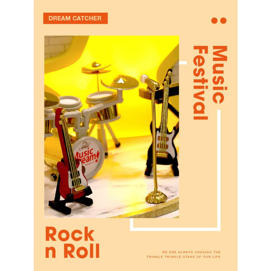 ドールハウス ミニチュア 手作りキット DIY ドリームキャッチャー バンド 楽器 超小型 1/32 初心者向け LEDライト+アクリルケース |  | 09