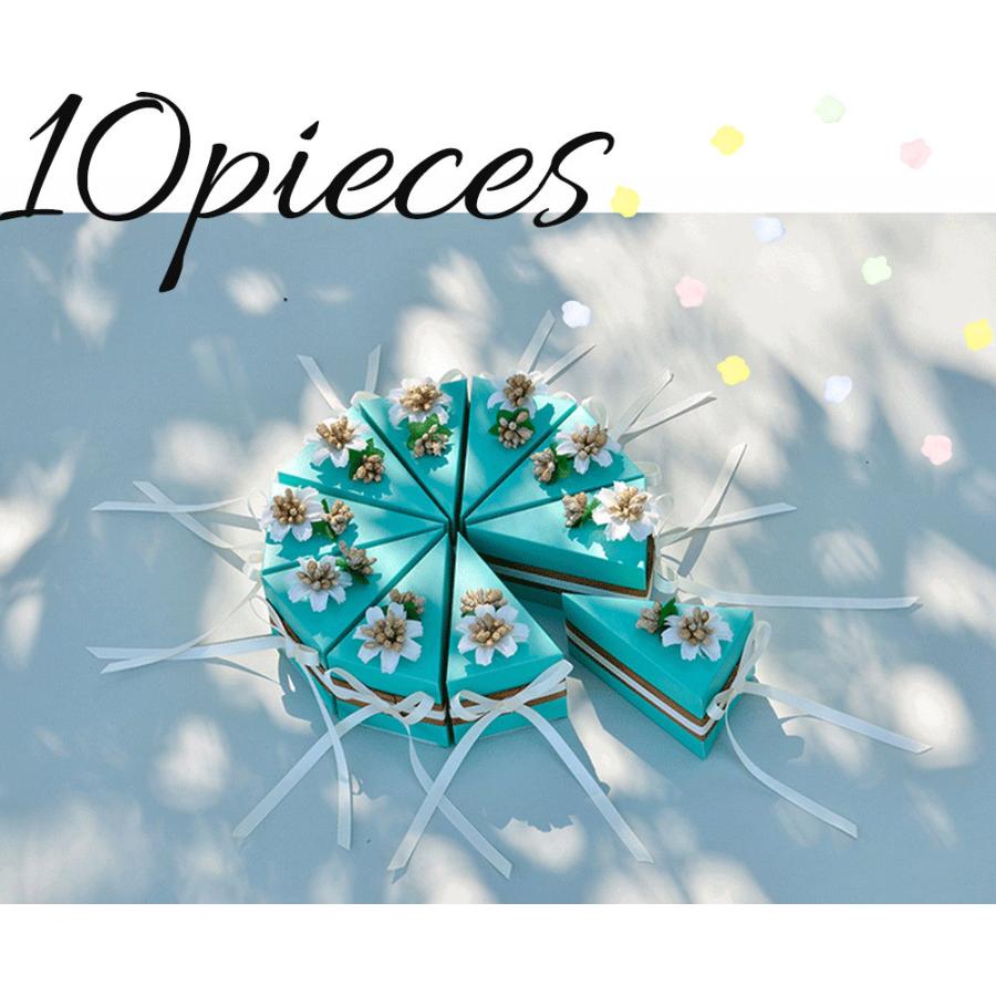 ラッピングケーキ型 ホール ケーキ ボックス 箱 小分け | リボン + フラワー 10セット (ミント 花 S)  9.5×6×5.5cm |  | 04