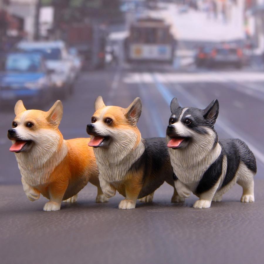 コーギー 犬 フィギュア 置物 オーナメントにっこり お散歩 出発 赤 茶