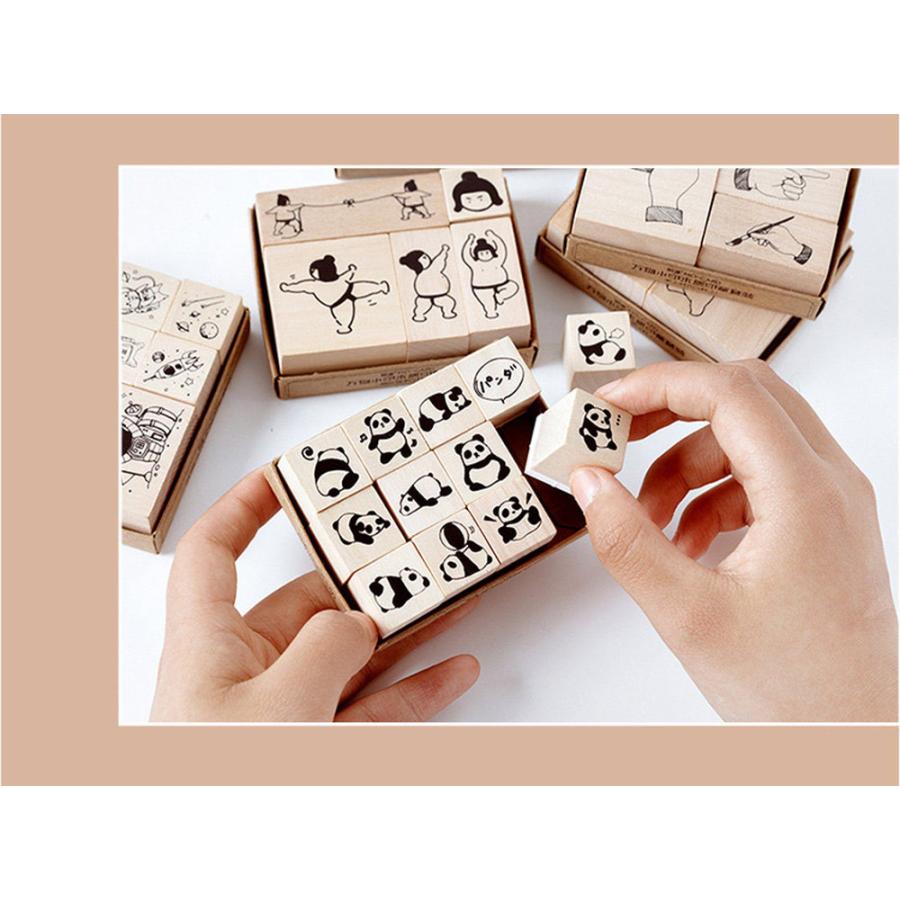 はんこ スタンプ6個セット 白熊 の 日常 しろくま くま 熊 木 木製