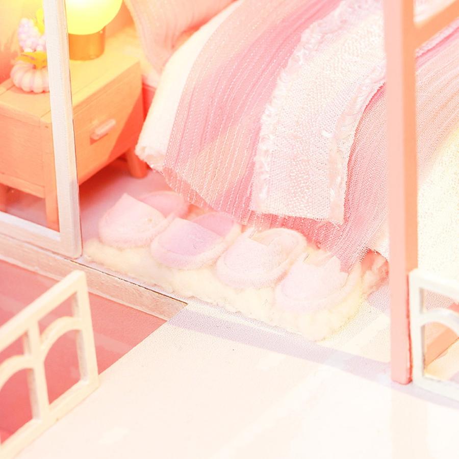 1/24  ドールハウス ミニチュア 手作りキット 英語説明書 肉球 猫 ピンク うさぎ (ミチーノ) | LEDライト+アクリルケース+フィギュア｜moin-moin｜11