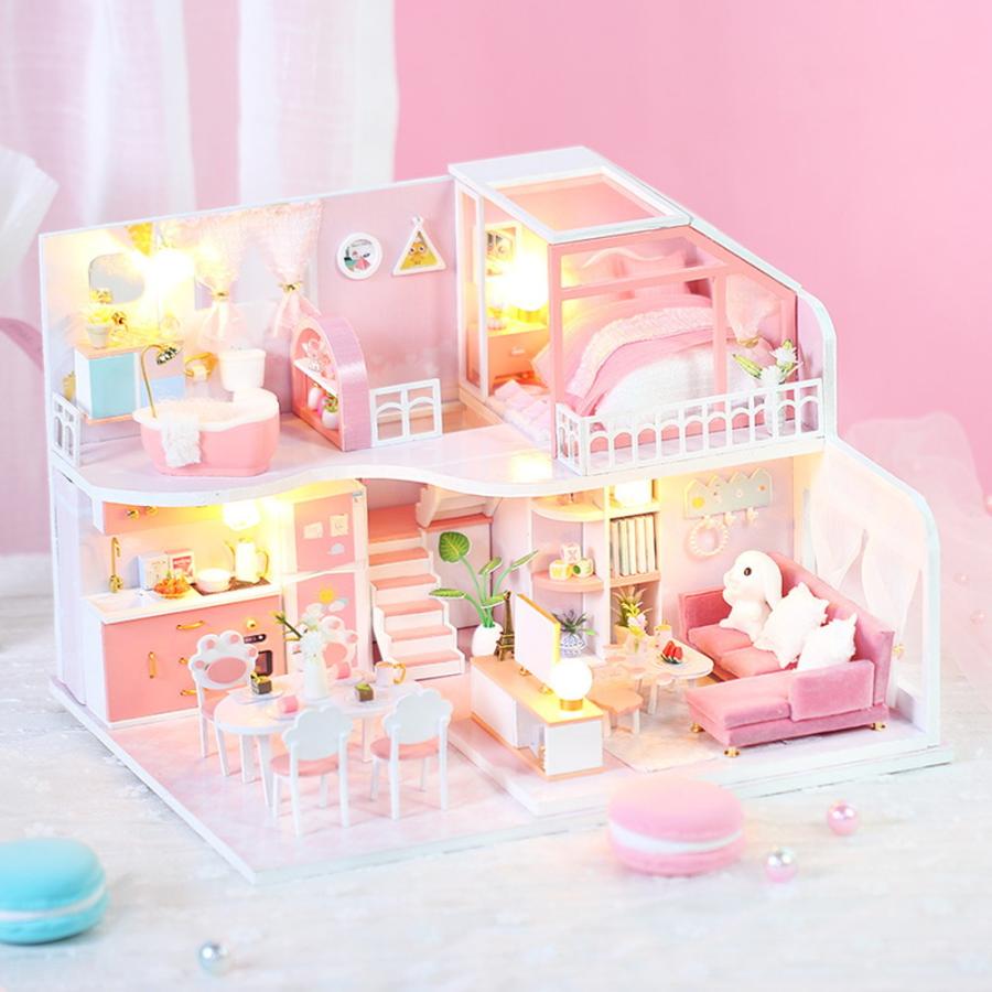 ❤うさぎシリーズ ベビーピンクのオブジェ ドールハウス ブライス 1/24 ドールハウス ミニチュア 手作りキット 英語説明書 肉球 猫