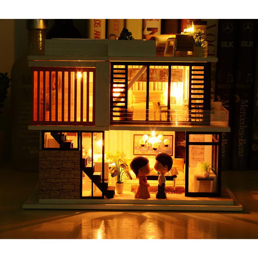 1/24 ドールハウス ミニチュア 手作りキット 英語説明書 モダン 二階