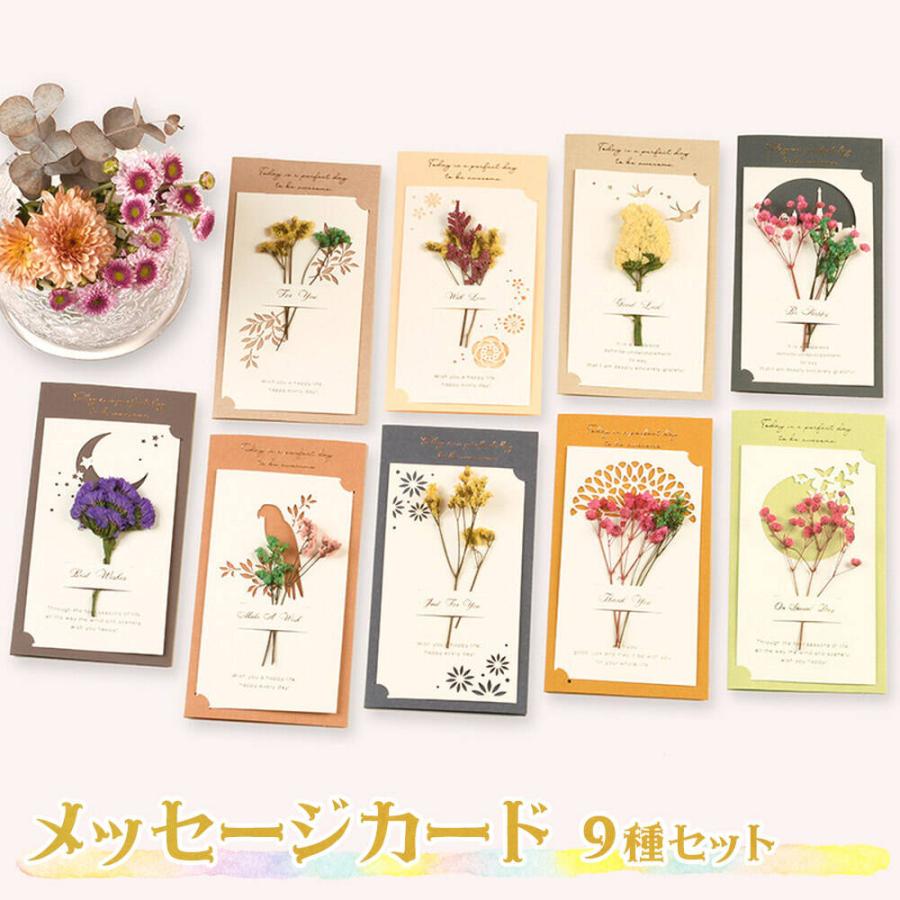 メッセージ カード ドライフラワー 花 9種セット 封筒付