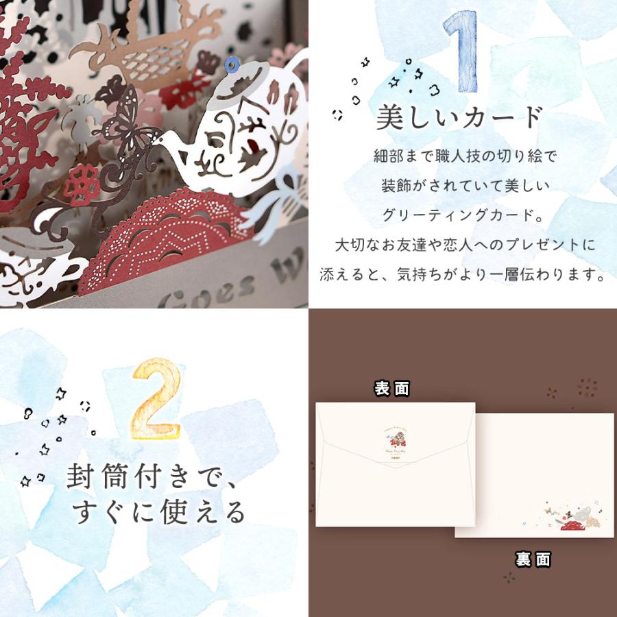 メッセージ カード 封筒セット 飛び出す 3d 森のお茶会 シルエット 影絵 切り絵 トナカイ 薔薇 ローズ 花 蝶 鳥 茶 ブラウン 美麗 2109me1 ドールハウスと雑貨 Moin Moin 通販 Yahoo ショッピング