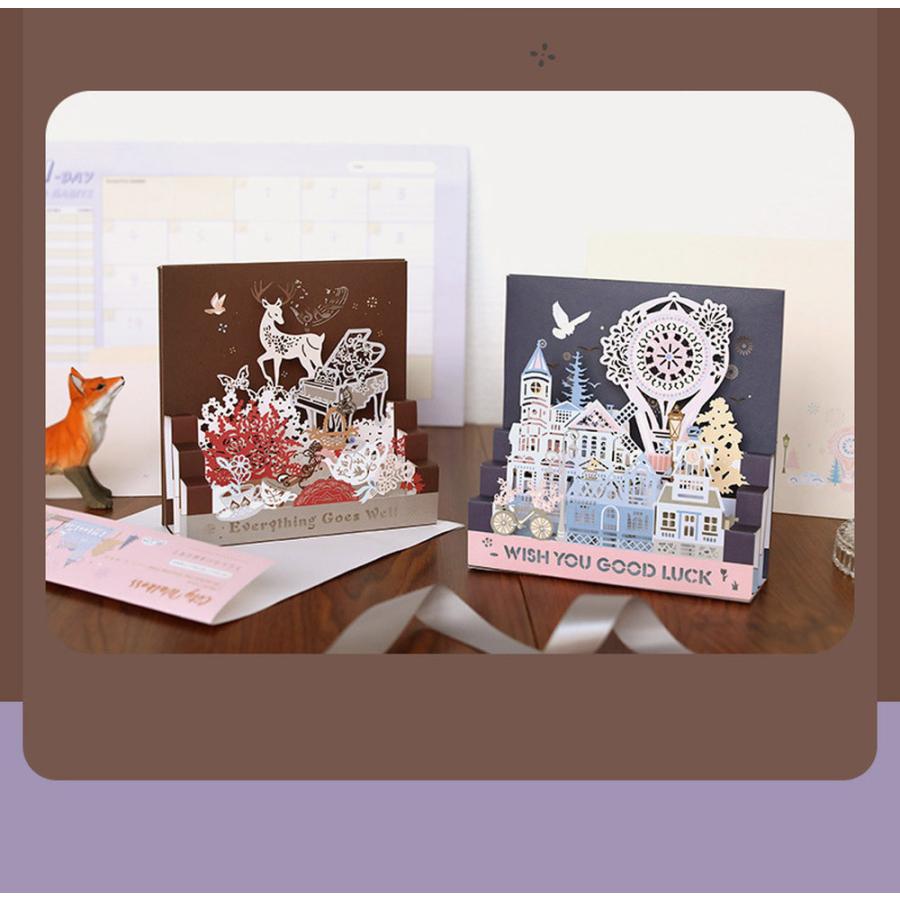 メッセージ カード 封筒セット 飛び出す 3d 森のお茶会 シルエット 影絵 切り絵 トナカイ 薔薇 ローズ 花 蝶 鳥 茶 ブラウン 美麗 2109me1 ドールハウスと雑貨 Moin Moin 通販 Yahoo ショッピング