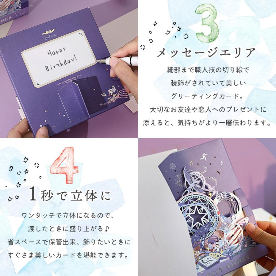 メッセージ カード+封筒セット 飛び出す 3D 遊園地でお茶会 シルエット