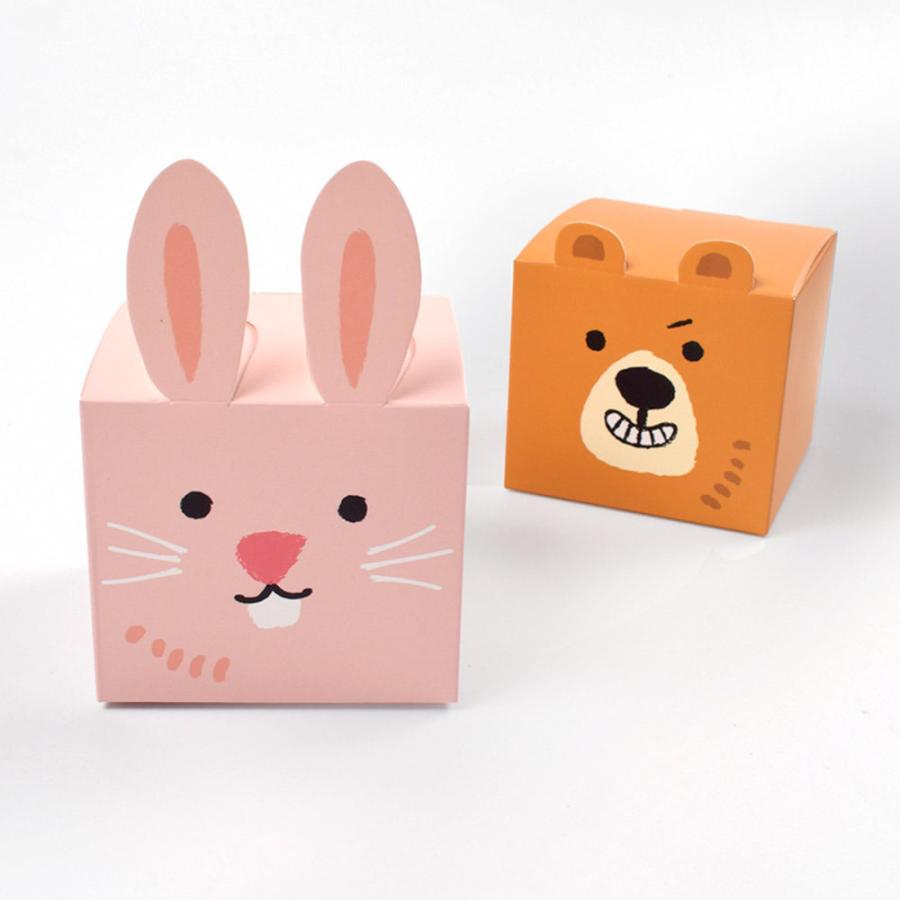 ラッピングボックス 10枚セット 直径9cm 手のひらサイズ | うさぎ くま