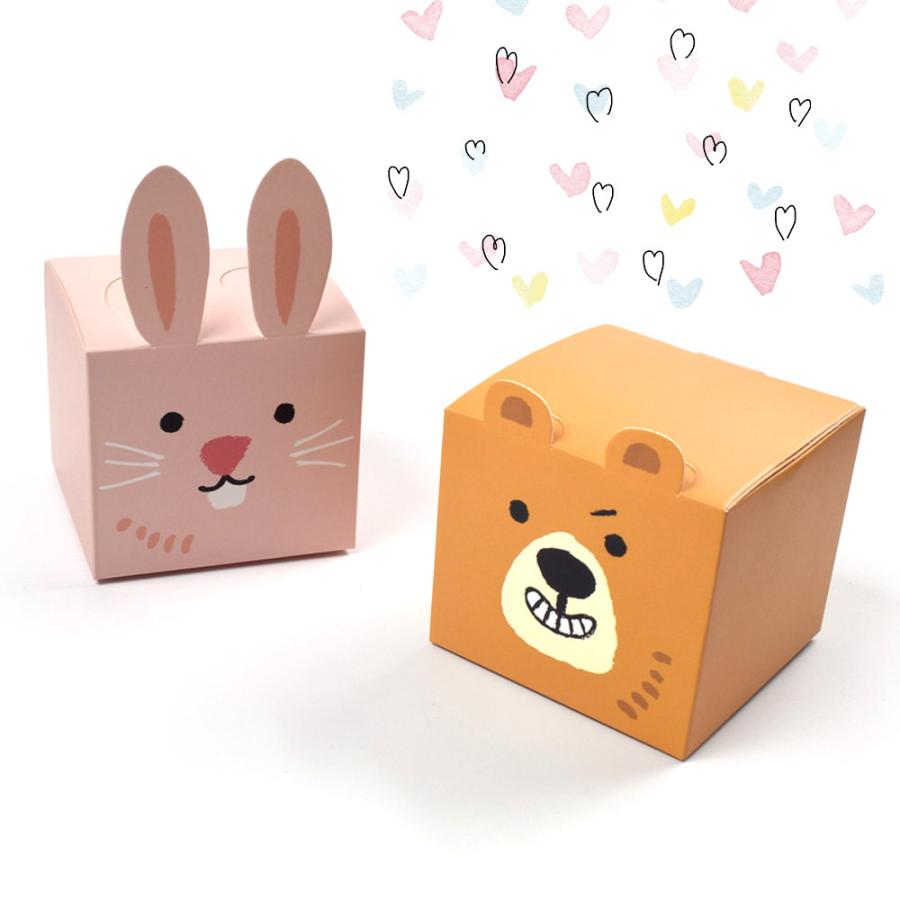 ラッピングボックス 10枚セット 直径9cm 手のひらサイズ | うさぎ くま