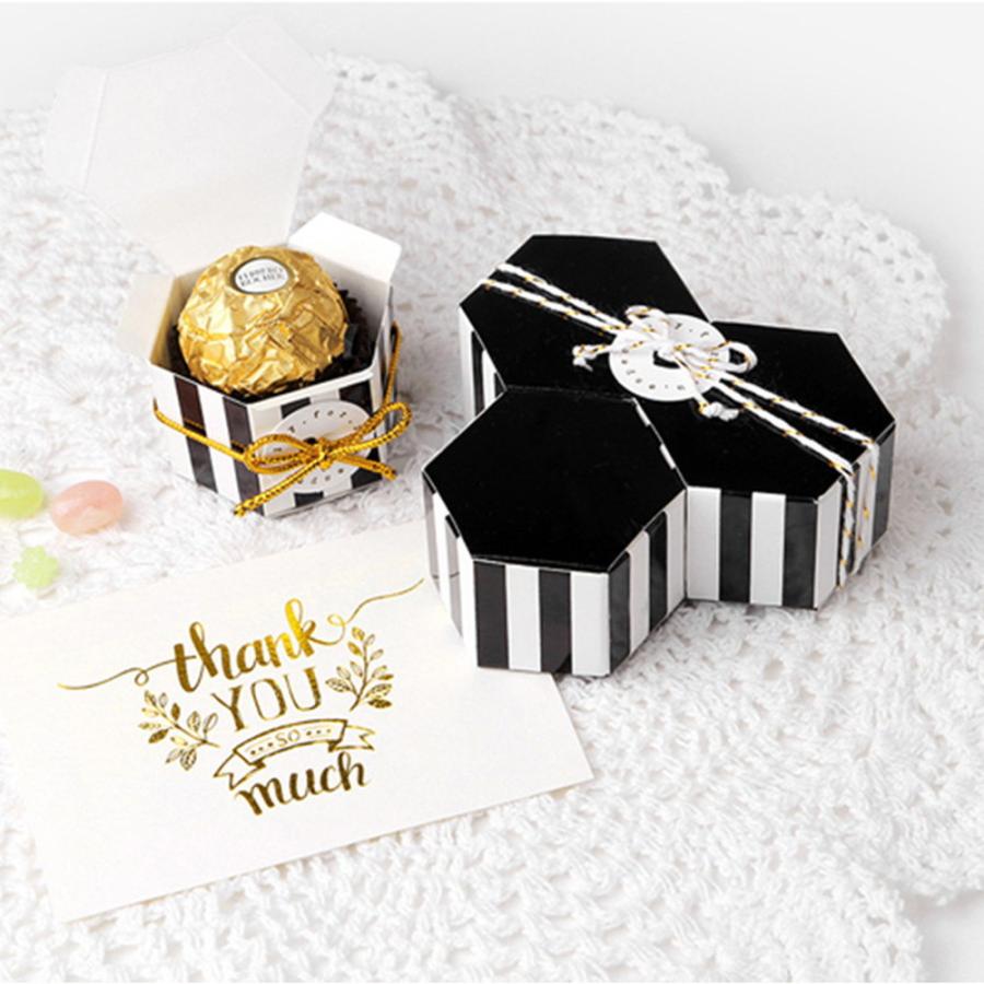 ラッピングボックス 黒 ストライプ5個&ドット5個 10個セット リボン