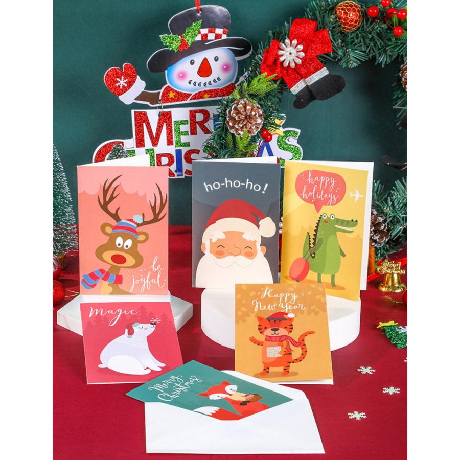 クリスマスカード 24種 大量 アソート セット 封筒付 2つ折り / 動物 