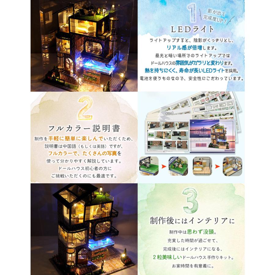 1/24 ドールハウス ミニチュア DIY 手作りキット レンガ造りの3階建て マンハッタン LEDライト+ケース+オルゴール+スポーツカーフィギュア｜moin-moin｜04