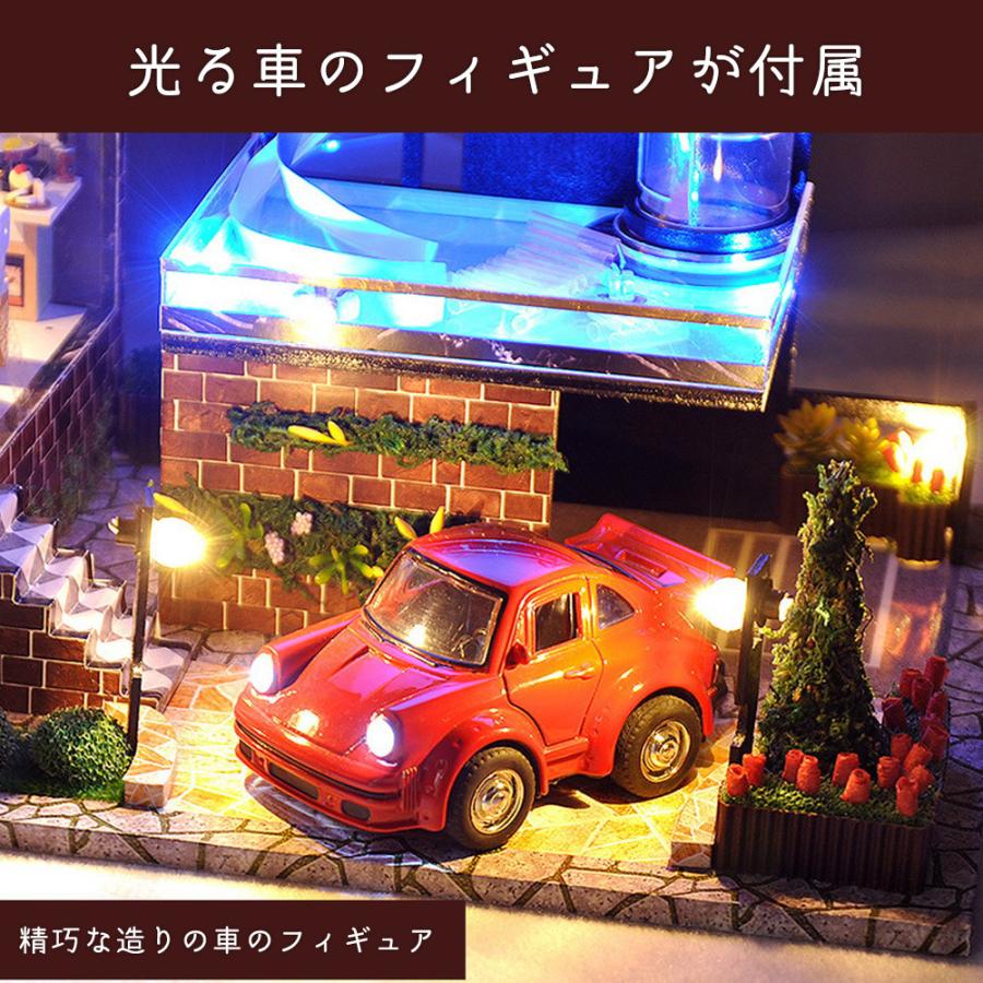 1/24 ドールハウス ミニチュア DIY 手作りキット レンガ造りの3階建て マンハッタン LEDライト+ケース+オルゴール+スポーツカーフィギュア｜moin-moin｜09