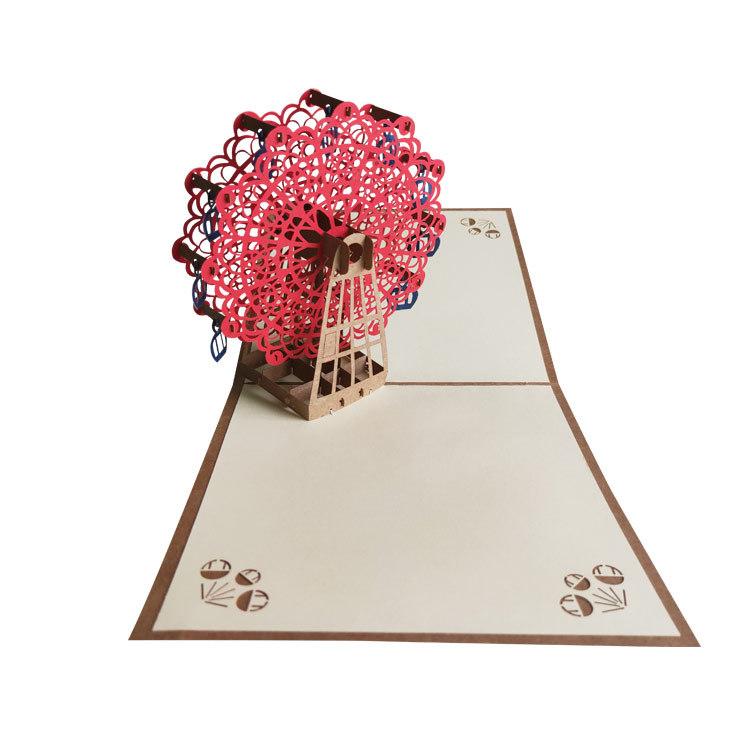 メッセージ カード観覧車 ダーク レッド + グリーン 2種セット 封筒付