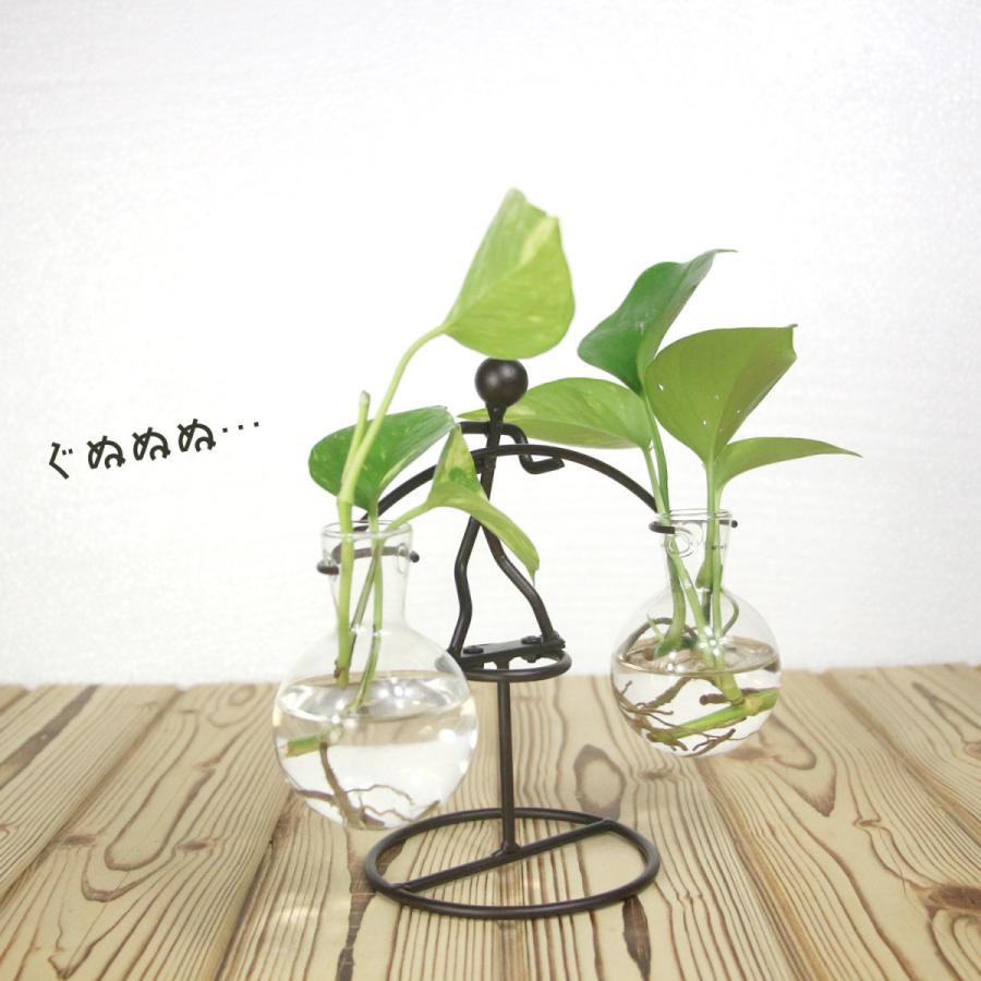 フラワーベースガラス 花瓶 フラスコ 天秤 がんばる 棒人間 おもしろ