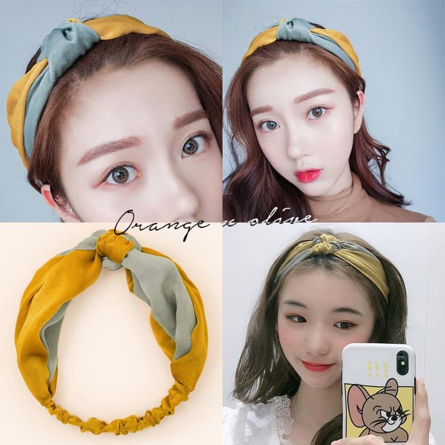 ヘアバンド ターバンこっくり ツートン かわいい ワイド ツイスト
