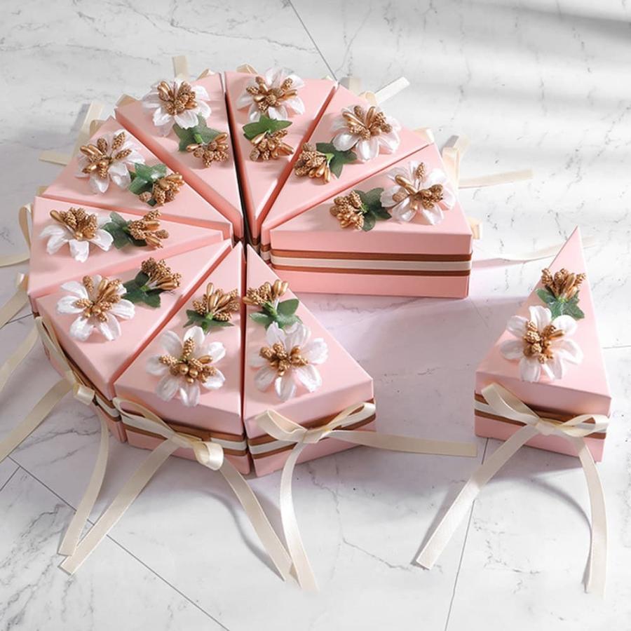 ラッピングケーキ型 ホール ケーキ ギフト ボックス 箱 小分け | リボン + フラワー 10セット ( 花 / ピンク / Mサイズ )｜moin-moin｜13
