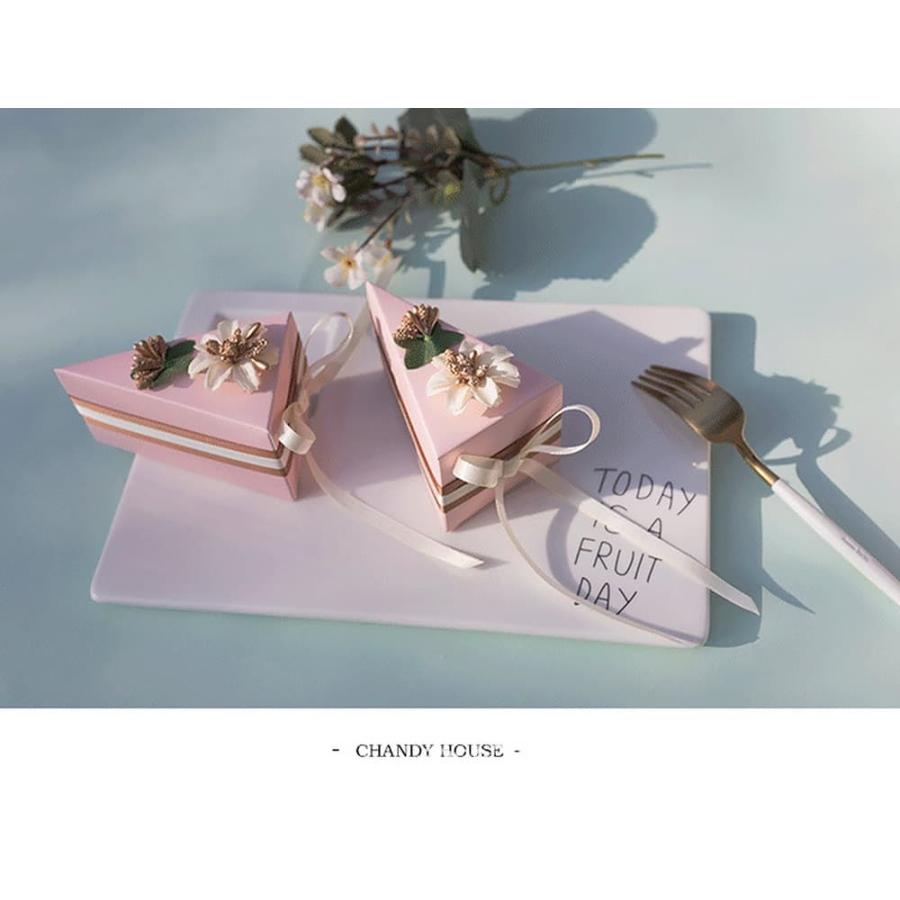 ラッピングケーキ型 ホール ケーキ ギフト ボックス 箱 小分け | リボン + フラワー 10セット ( 花 / ピンク / Mサイズ )｜moin-moin｜10