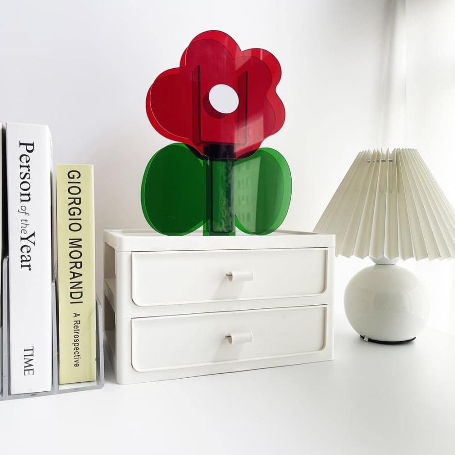 フラワーベース 花瓶 一輪挿し アクリル フラワー型 イラスト だまし絵