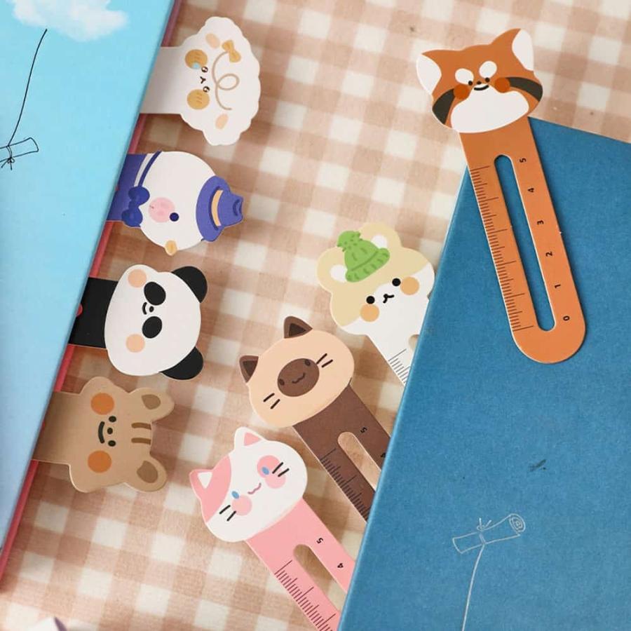しおり ブックマーク30枚 セット アニマル 動物 5cm 定規 ものさし