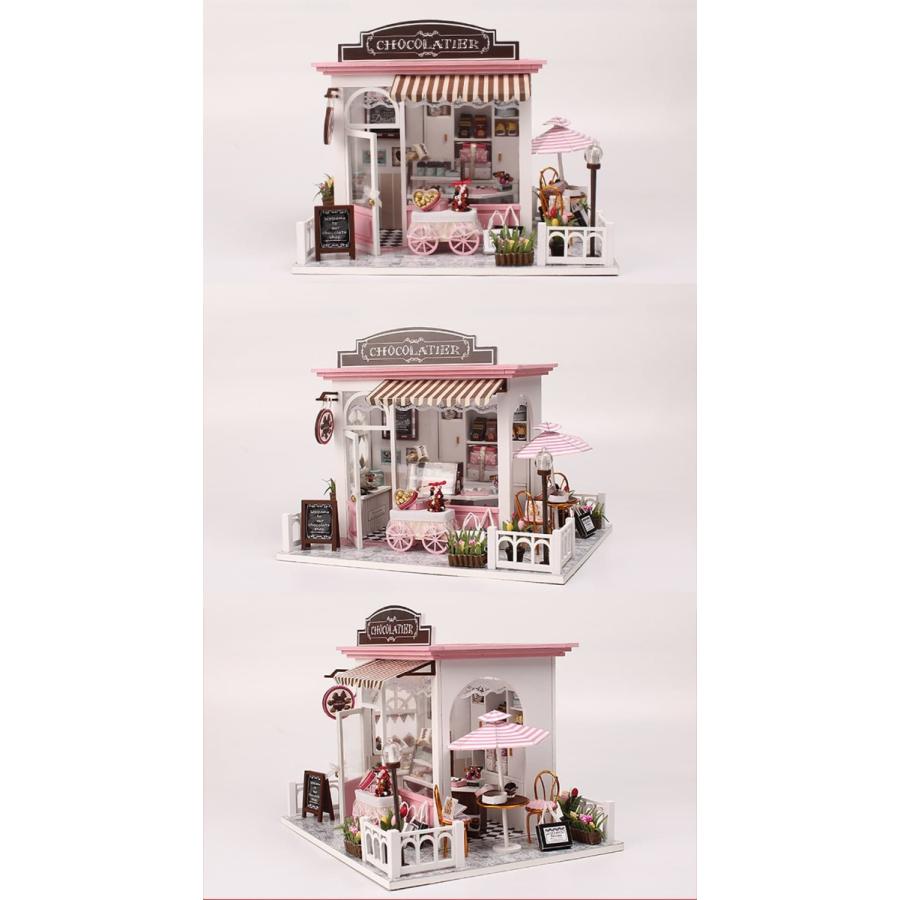 ［非売品］ドールハウス ケーキ屋LEDライト付き ドールハウス ミニチュア 手作りキット セットドールハウス 猫のケーキ