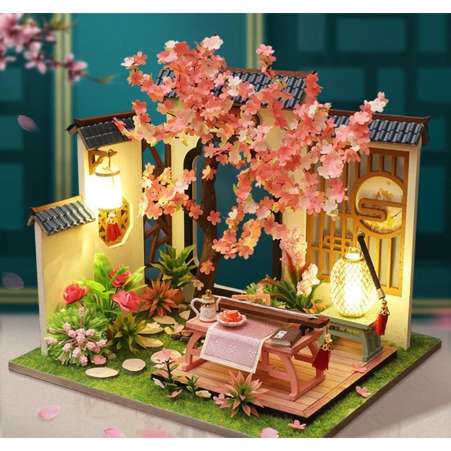 1/24 ドールハウス ミニチュア DIY 手作りキット セット 桜咲く
