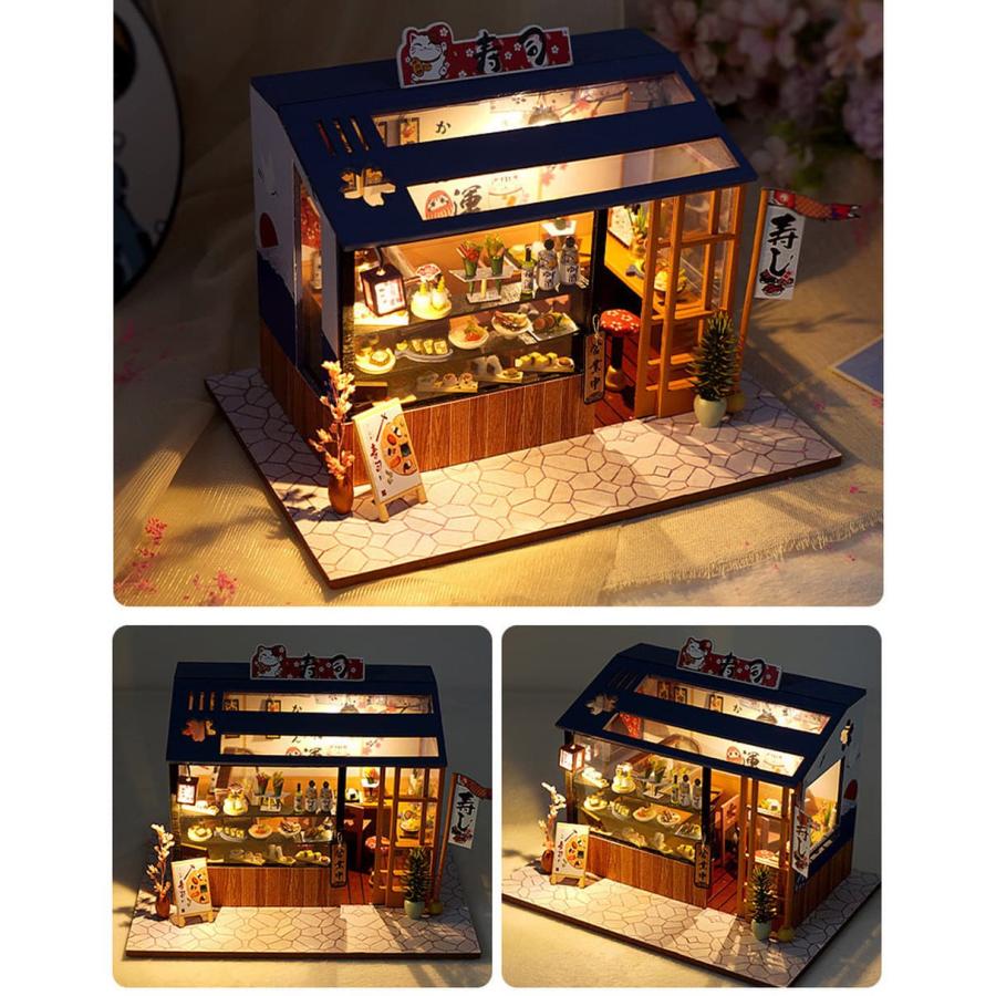 Amazon | ドールハウス ミニチュアハウスDIY木製 寿司屋 手作り