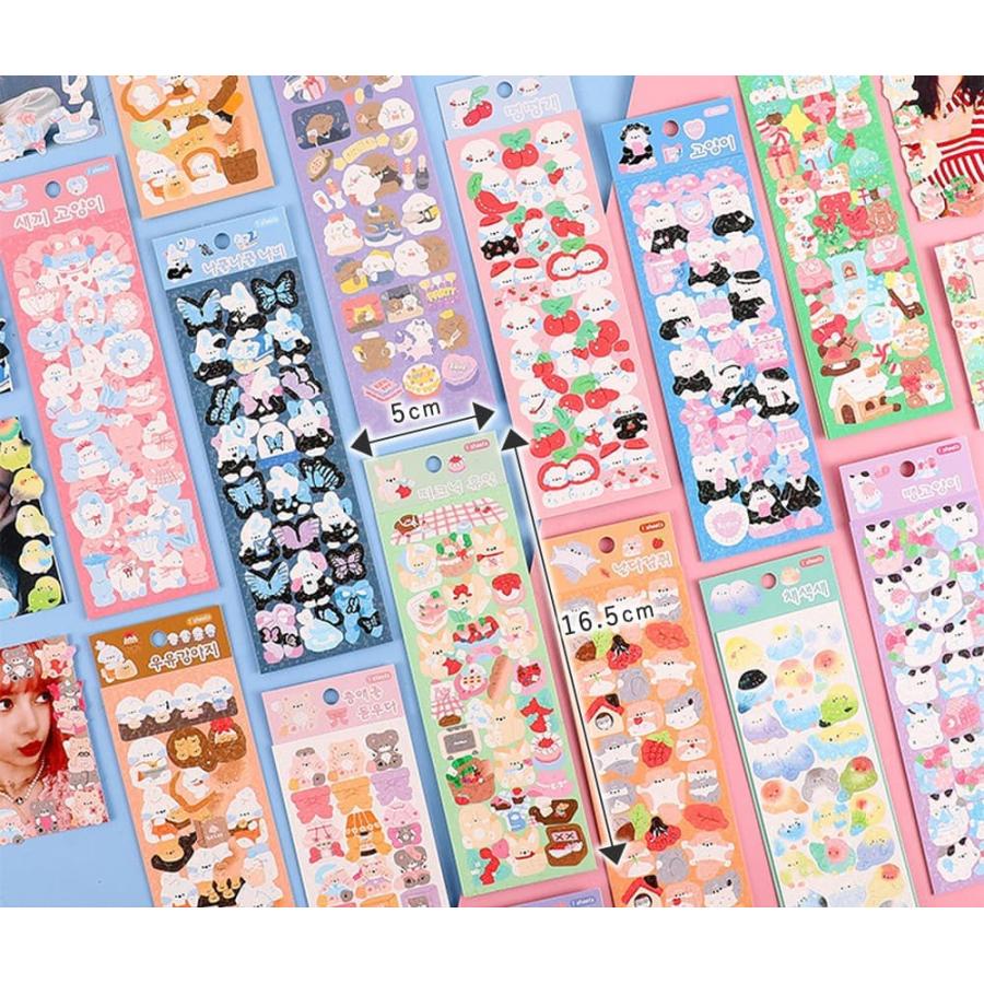 シールゆるゆる きらきら アニマル 動物 アソート 8種セット 猫 小鳥