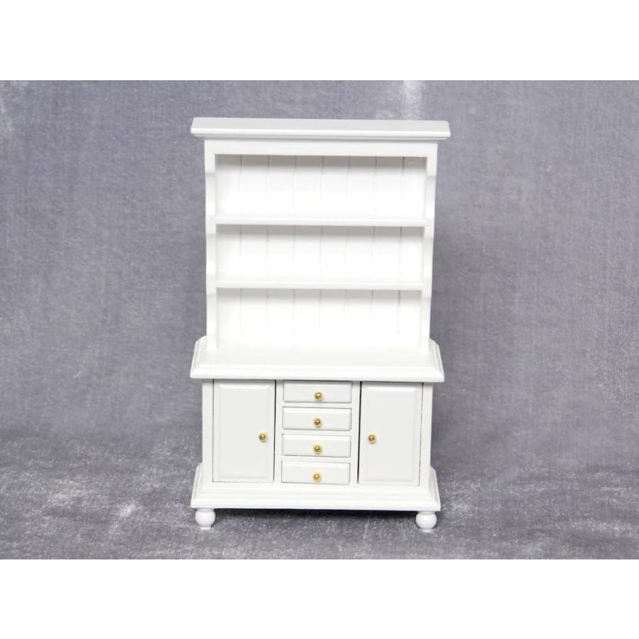 ドール用家具　マニーローズが似合う薔薇のミニチュア家具　ミニカップボード　食器棚 未使用品】カップボード＆ティーセット ブラウン ミニチュア家具