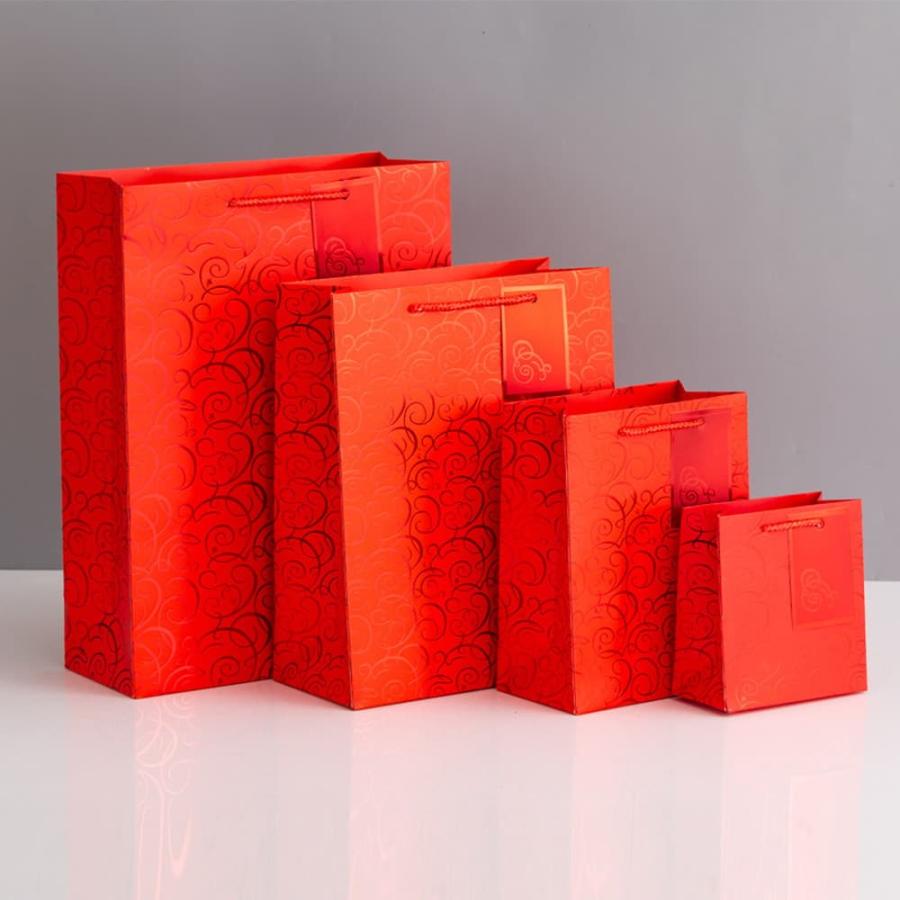 ラッピングギフトバッグ 手提げ袋 紙袋 5枚 (ゴールド 和風×タグ 13.7×15.2×7.4cm ) ゴージャス 豪華 金 総柄 パターン ジャパン 和 おしゃれ |  | 08