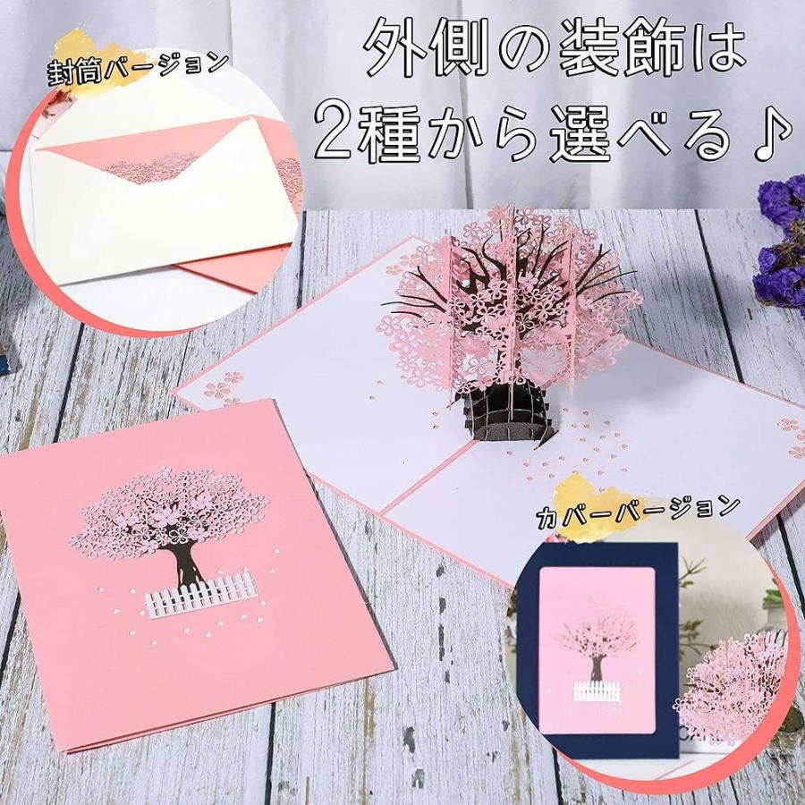 メッセージ カード 本体+封筒×2つセット お家でお花見 桜 チェリー