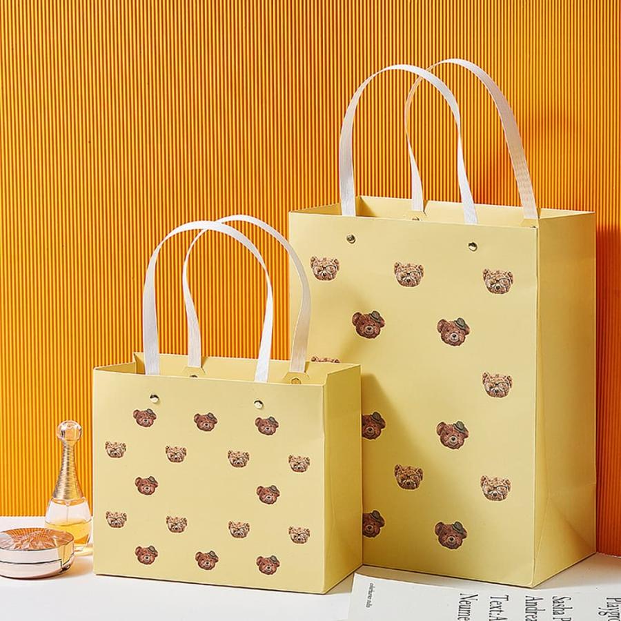 ラッピング くま ギフトバッグ 手提げ袋 紙袋 5枚 セット 24×31.5×13cm
