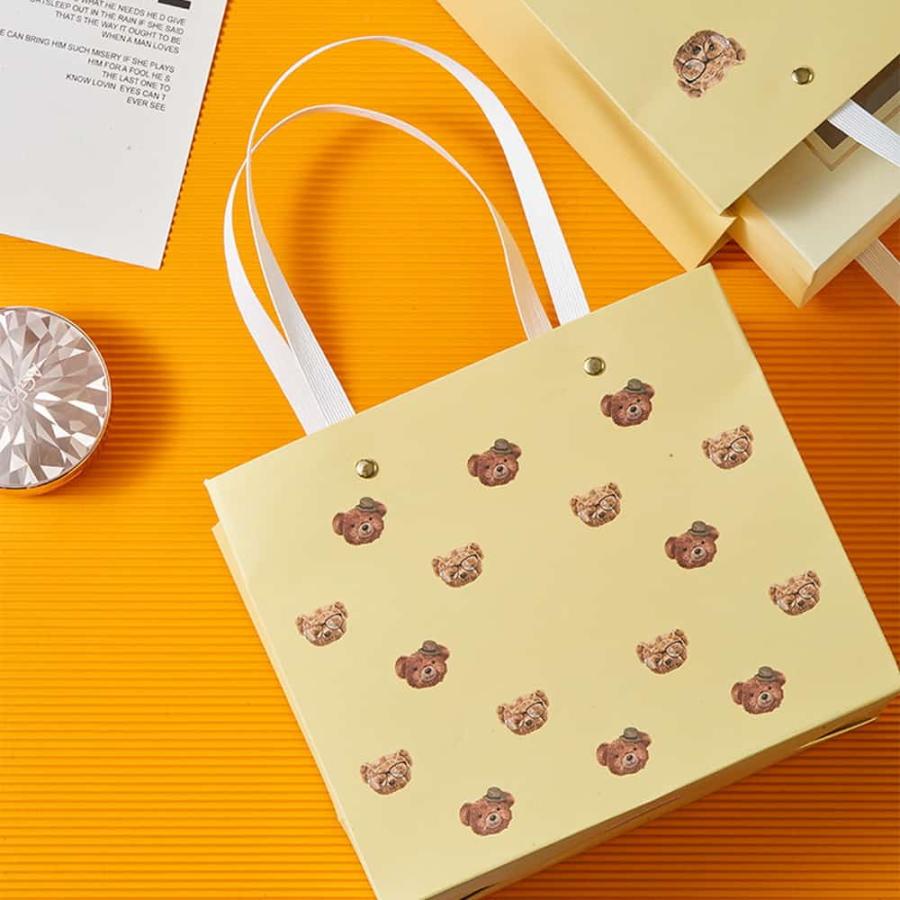 ラッピングくま ギフトバッグ 手提げ袋 紙袋 5枚 セット 21.5×18×10cm
