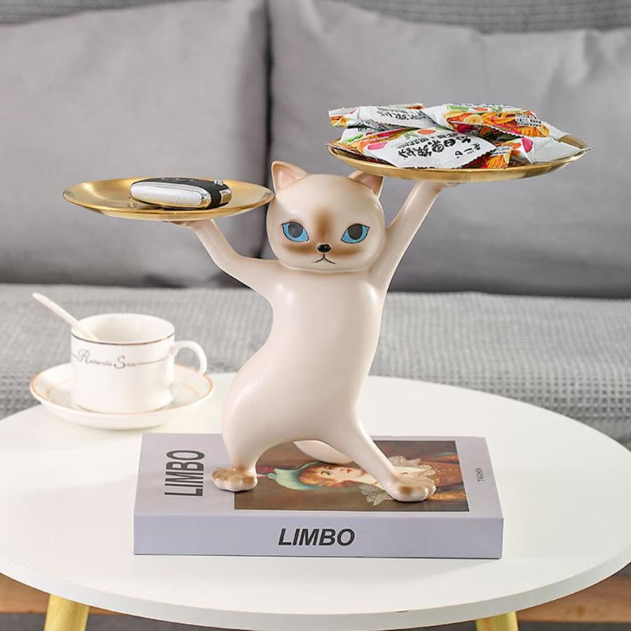 美品 】ネコ 猫 白猫 シャム猫 白磁 工芸品 置物 インテリア A