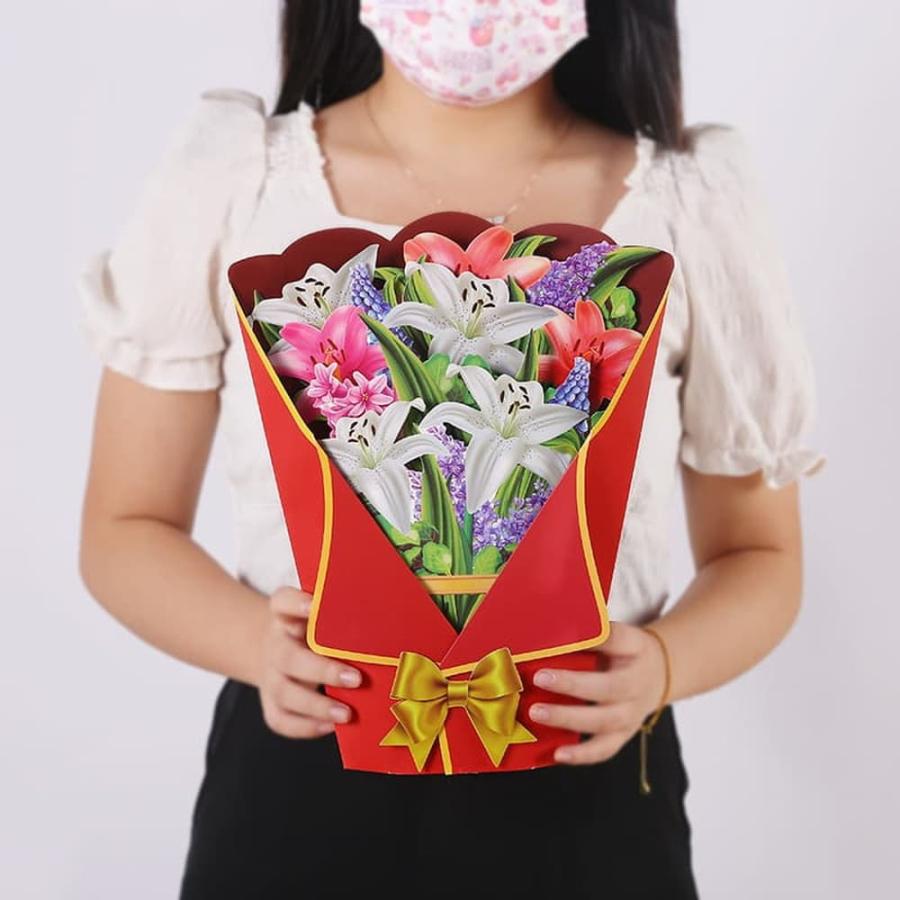 ギフト グリーティング 花 封筒+メッセージカード 紙の枯れない花束 立体 3D リアル インパクト大 ビッグ 大きい きれい お祝い ギフト 紫陽花 あじさい｜moin-moin｜16