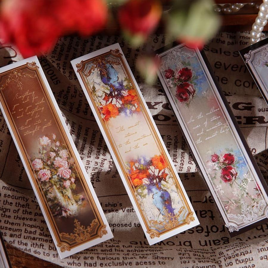 しおり ブックマークレトロ フラワー 30枚 セット レトロ 美麗 花