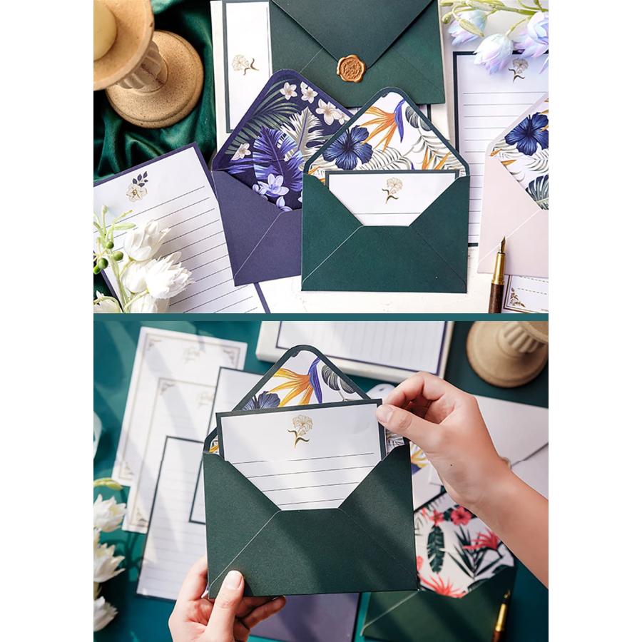 レターセット 手紙フラワー 便箋 8枚+封筒 6枚+シーリング