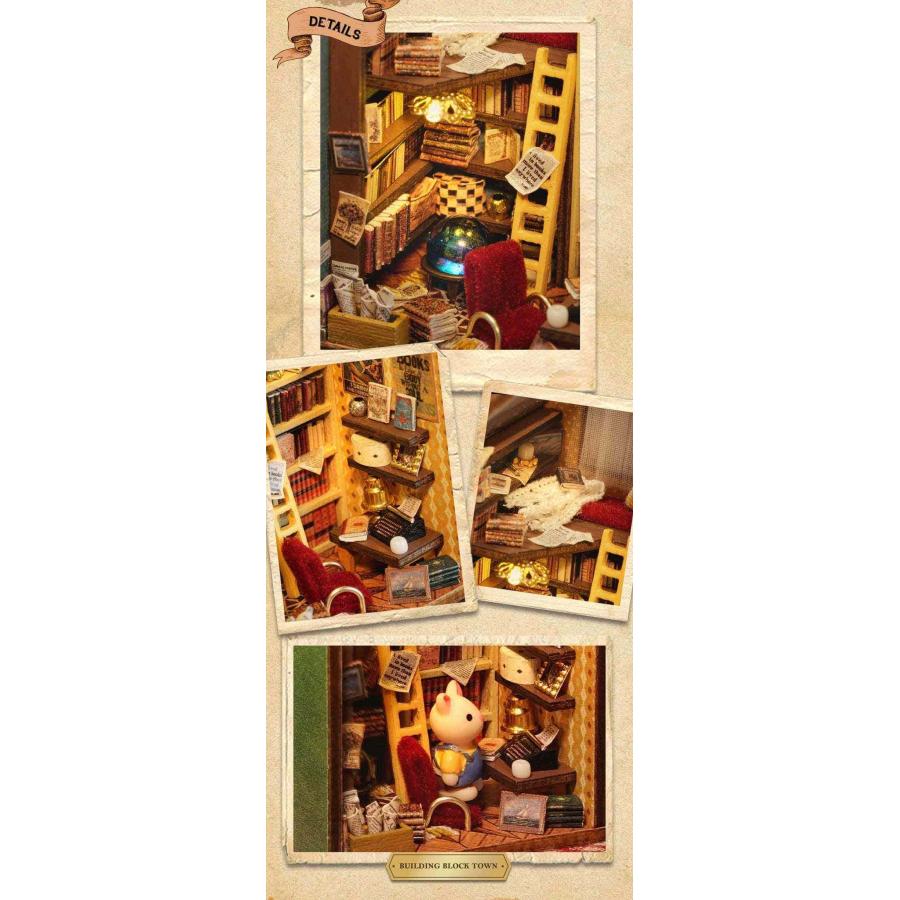 ドールハウス ミニチュア 手作りキット 自由に並べて重ねて くま 猫 うさぎ カラフルな街 LEDライト 超小型 リアル かわいい アンティーク ハリーのダイニング｜moin-moin｜21