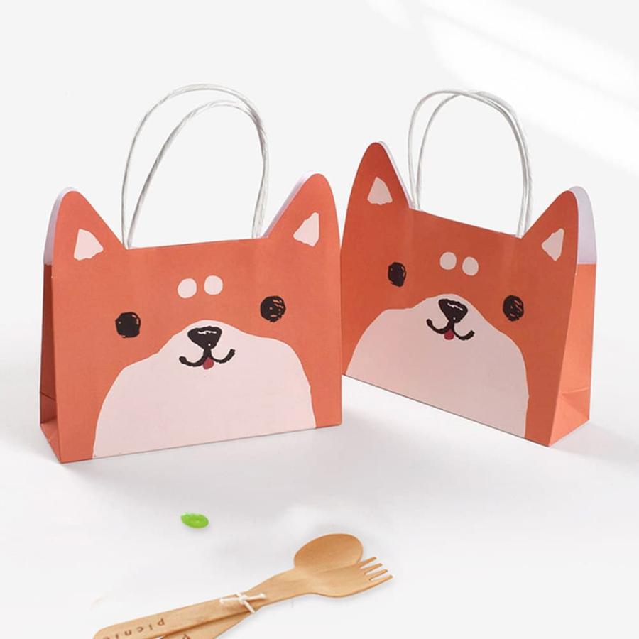 ラッピングアニマル フェイス 紙袋 4種セット 17.5×12.5×5cm 犬 猫 かえる くま 耳 飛び出し 手提げ袋 バッグ カラフル オレンジ グリーン ブラウン |  | 12