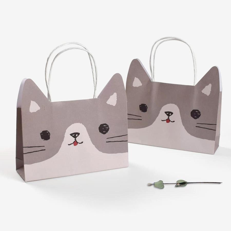 ラッピングアニマル フェイス 紙袋 4種セット 17.5×12.5×5cm 犬 猫 かえる くま 耳 飛び出し 手提げ袋 バッグ カラフル オレンジ グリーン ブラウン |  | 16