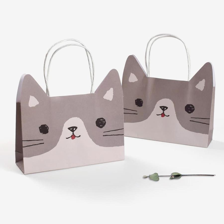 ラッピングアニマル フェイス 紙袋 4種セット 17.5×12.5×5cm 犬 猫 かえる くま 耳 飛び出し 手提げ袋 バッグ カラフル オレンジ グリーン ブラウン |  | 05