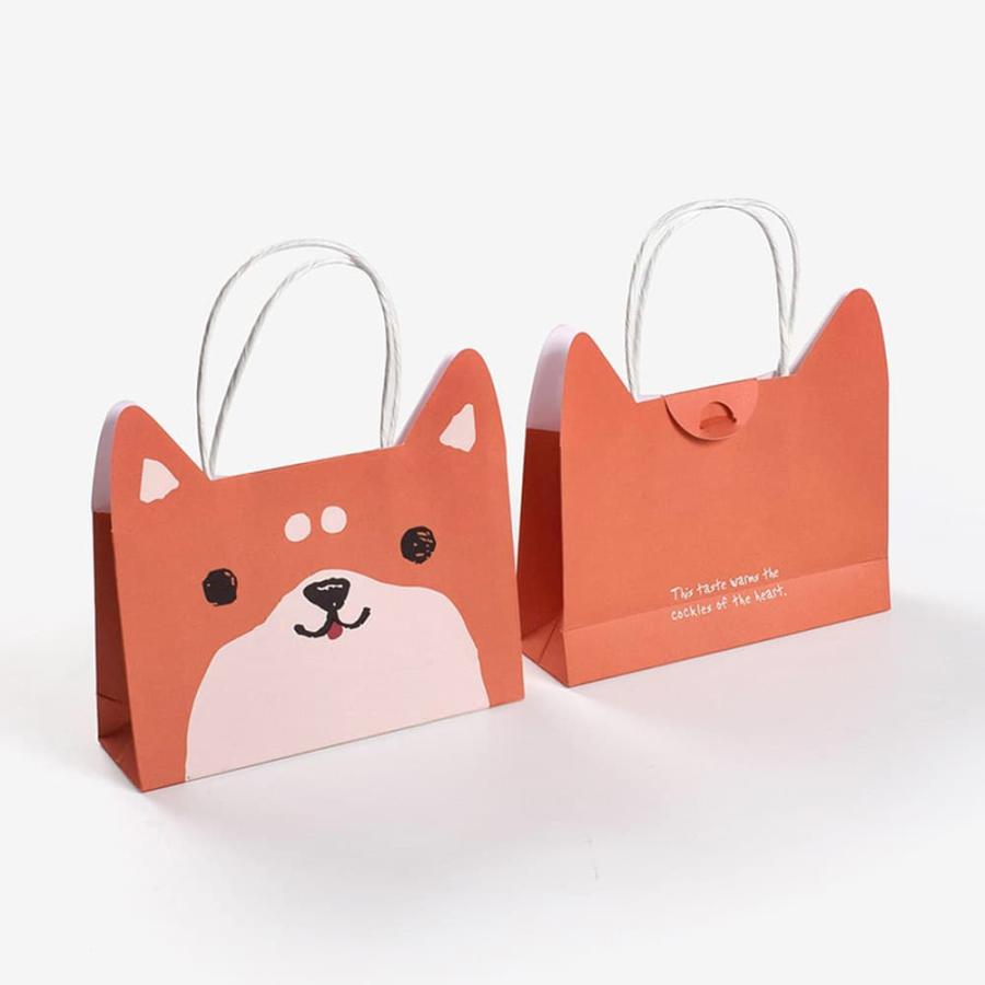 ラッピングアニマル フェイス 紙袋 4種セット 17.5×12.5×5cm 犬 猫 かえる くま 耳 飛び出し 手提げ袋 バッグ カラフル オレンジ グリーン ブラウン |  | 06