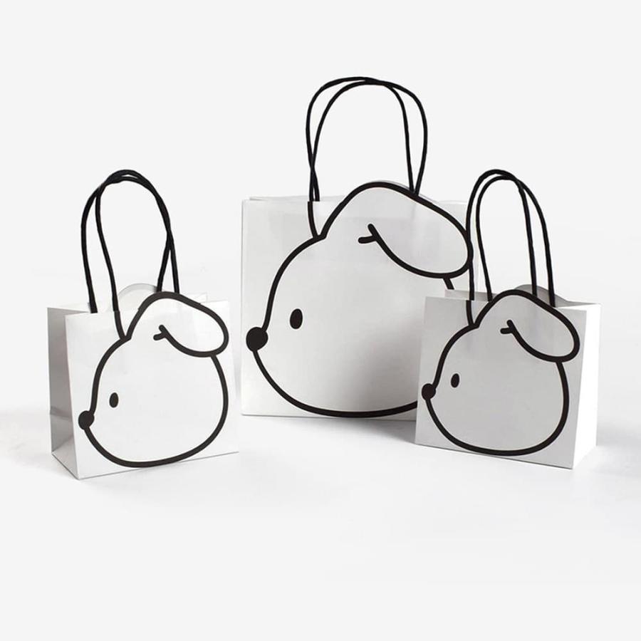 ラッピング犬 紙袋 手提げ袋 5枚 セット 18×16.5×6cm 飛び出す 耳 ギフト プレゼント 白黒 モノクロ ホワイト ブラック いぬ ドッグ アニマル 動物 |  | 10