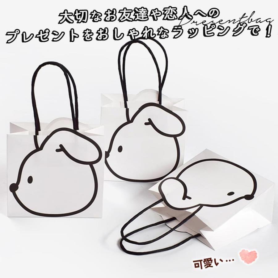 ラッピング犬 紙袋 手提げ袋 5枚 セット 18×16.5×6cm 飛び出す 耳 ギフト プレゼント 白黒 モノクロ ホワイト ブラック いぬ ドッグ アニマル 動物 |  | 01